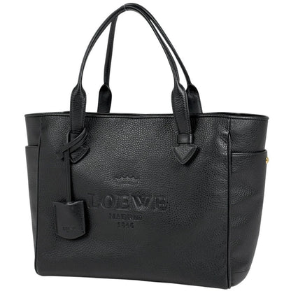 Loewe Heritage Small Tote Logo Leather Black