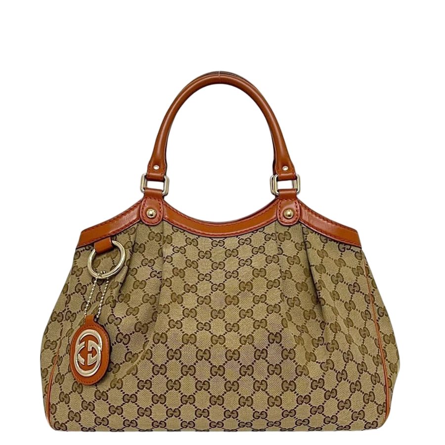 Gucci Tote Beige Orange GG Canvas Interlocking
