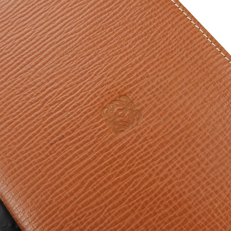 Loewe Wallet Leather Brown Slim Card Case Logo Women Loewe