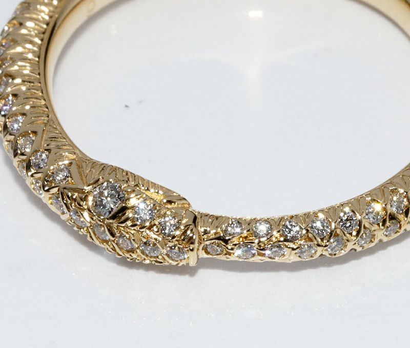 Gucci 18K Yellow Gold Pave Diamond Ouroboros Ring Width 25mm (010in) 372293