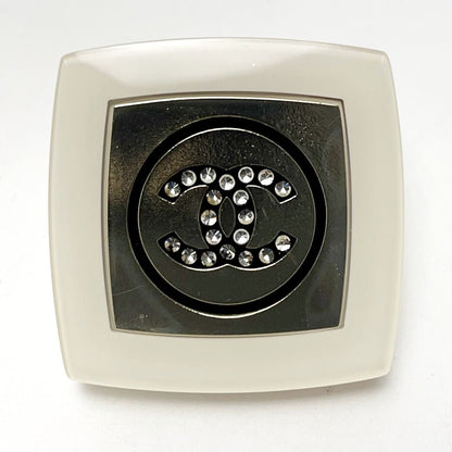 Chanel Resin X Rhinestone White X Gold Accessories Earrings Ladies