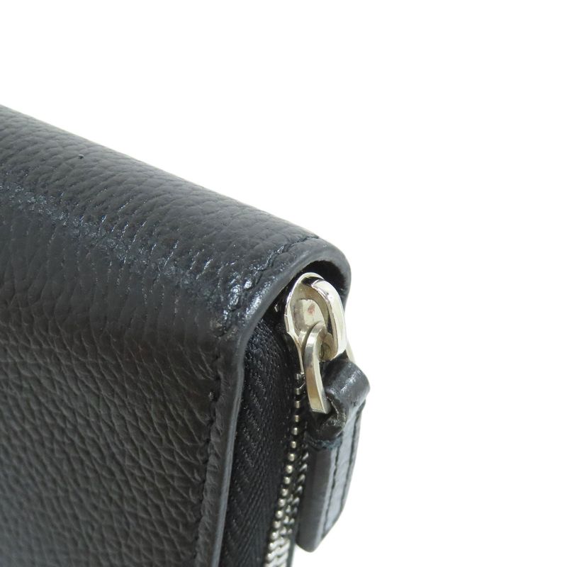 Balenciaga 655927 Round Zipper Long Wallet With Coin Purse Calf Women