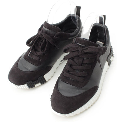 Hermes Leather Bouncing Sneakers Shoes Black White 37