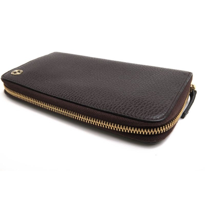 Gucci Long Wallet Men Leather Dark Brown Dollar — view 4