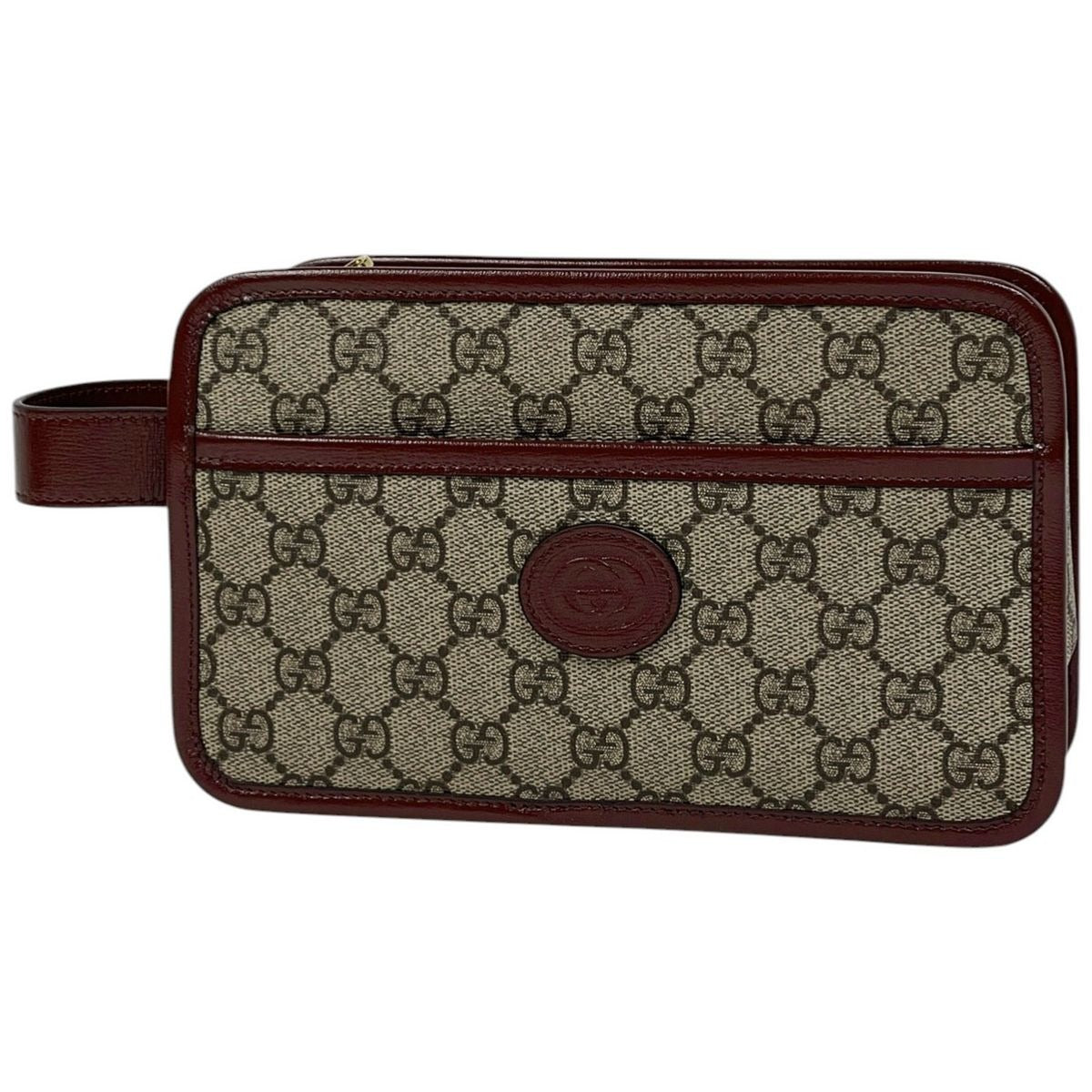 Gucci Interlocking Travel Case Second Bag GG Supreme Beige Red