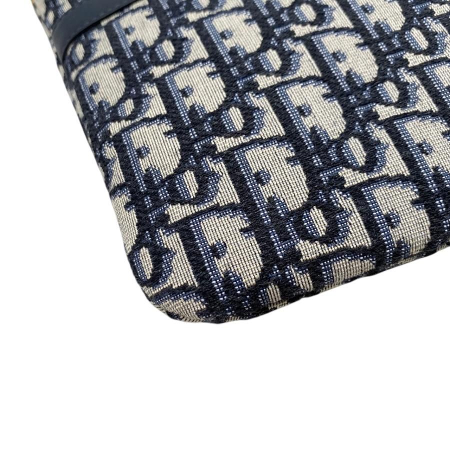 Christian Dior Pouch Travel Kit Oblique Navy Beige Gold Hardware