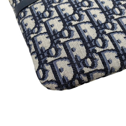 Christian Dior Pouch Travel Kit Oblique Navy Beige Gold Hardware