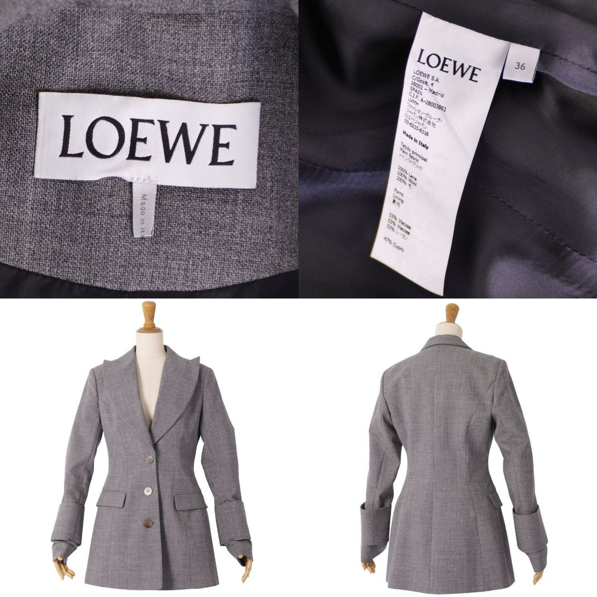 Loewe Jacket Tailored Black Leather Wool — view 9