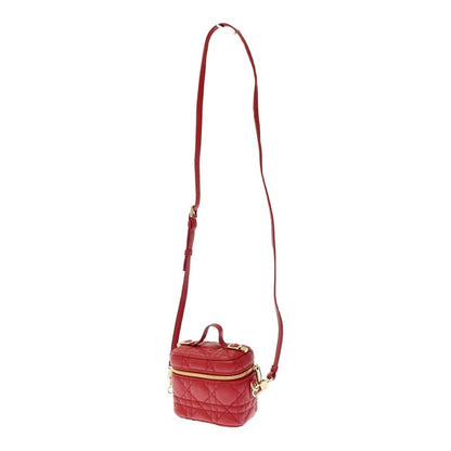 Dior Lady Dior Leather Micro Vanity Cannage Shoulder Bag Red 347394 Shoulder Bag