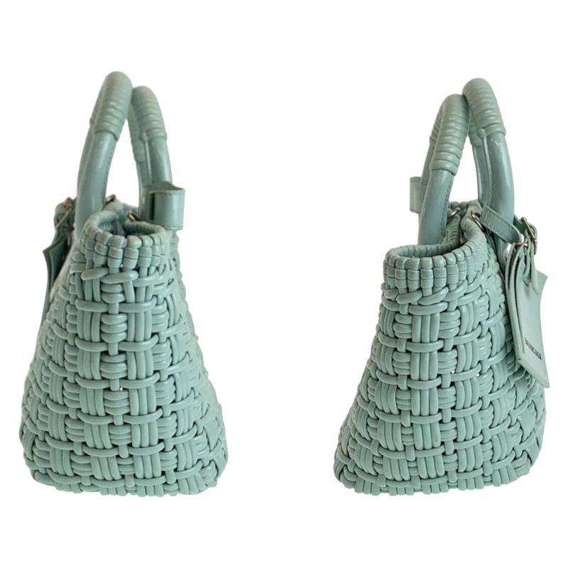 Balenciaga Enamel Basket Bistro XS Mint Green Silver Hardware 671342 Handbag