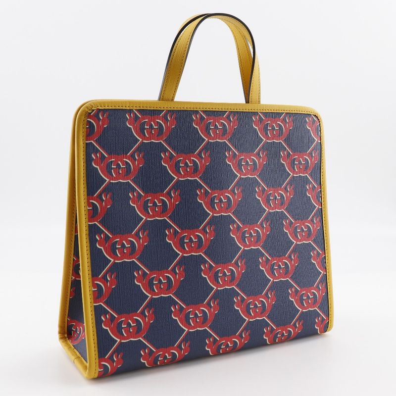 Gucci Snail Children Interlocking G Tote Bag 605614 PVC Navy Blue/red Ladies