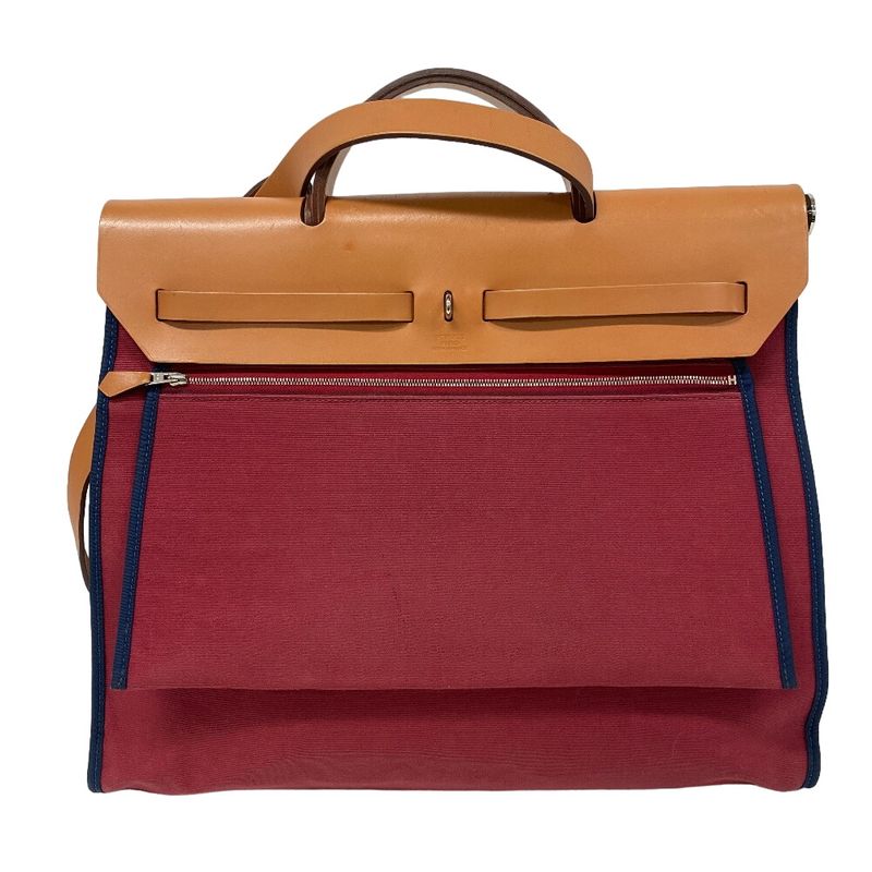 Hermes/hermes Herbag Zip MM 2WAY Shoulder Bag Leather Handbag Brown Ladies