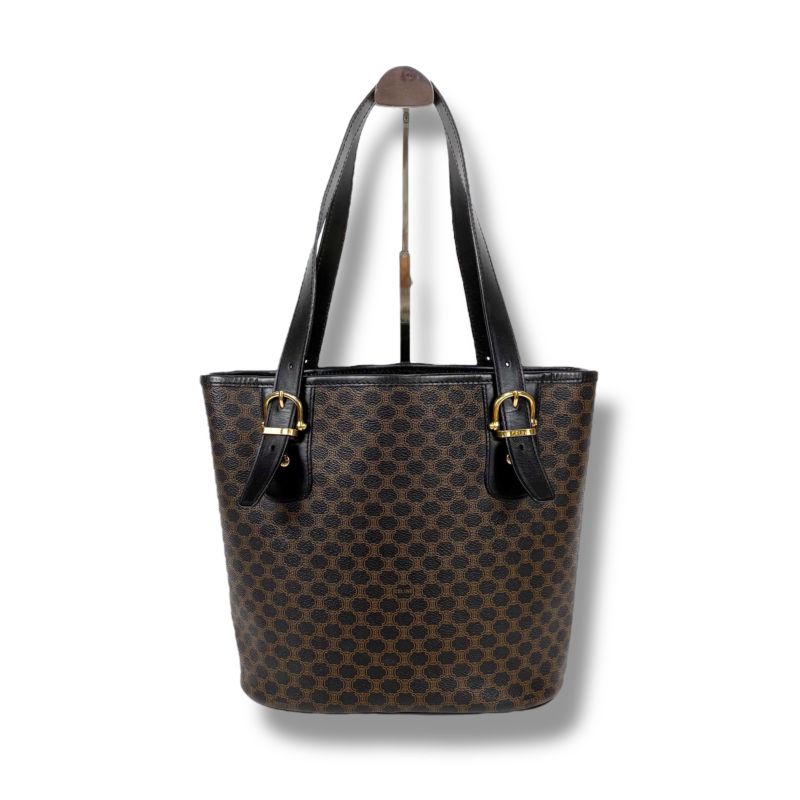 Celine Mini Tote Bag Black Macadam Pvcleather Bucket Shape Bucket