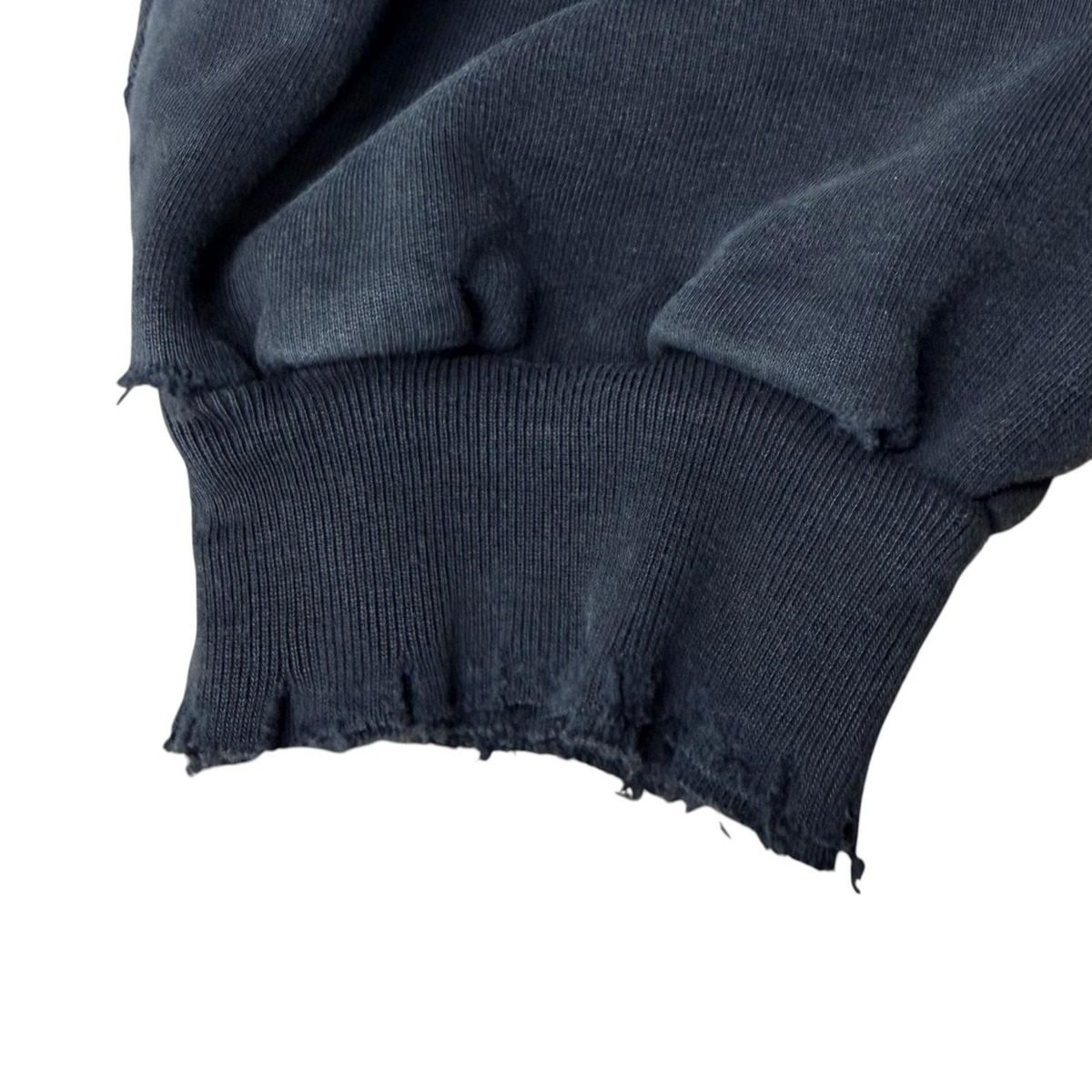 Balenciaga Cotton Flayed Destroy Process Logo Patch Cropped Length Hoodie Black — view 6
