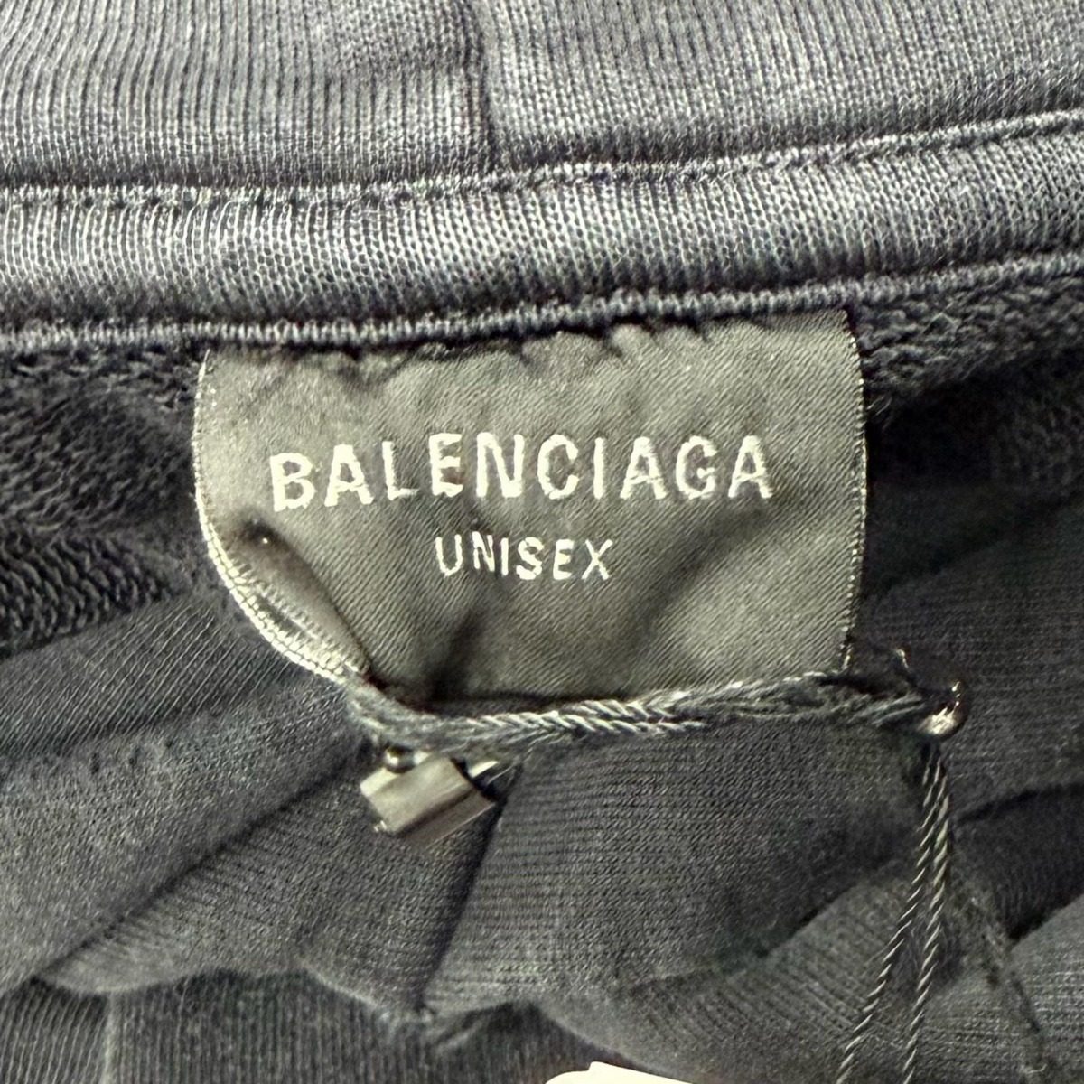 Balenciaga Cotton Flayed Destroy Process Logo Patch Cropped Length Hoodie Black — view 7