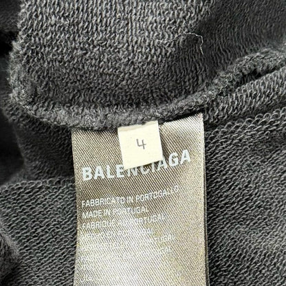 Balenciaga Cotton Flayed Destroy Process Logo Patch Cropped Length Hoodie Black — view 8