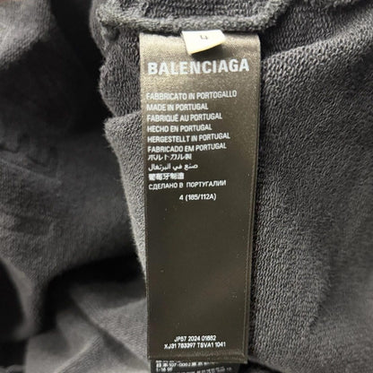 Balenciaga Cotton Flayed Destroy Process Logo Patch Cropped Length Hoodie Black — view 9