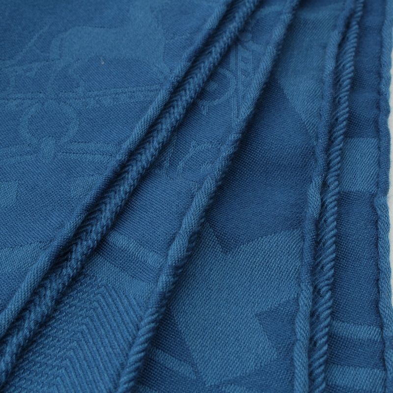 Hermes New Livris Cashmere Silk H Logo Stole Blue