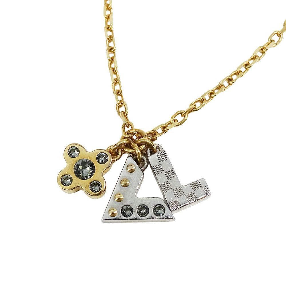 Louis Vuitton Necklace Metal Line Stone Pendentif Love Letters Gold Silver
