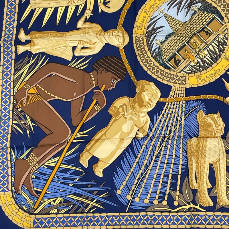Similar Hermes Scarf Carre 90 Treasures Of The Kings Of Benin Blue