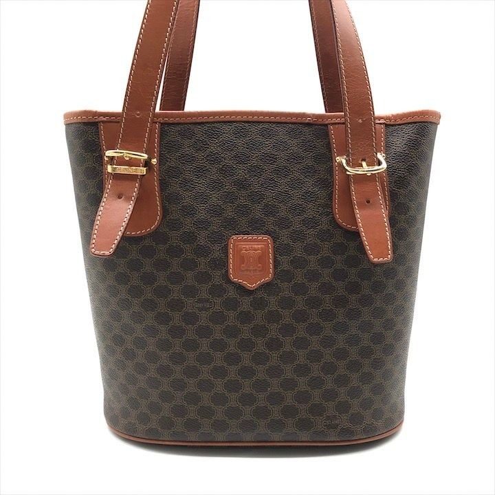 Celine Macadam Tote Brown Leather