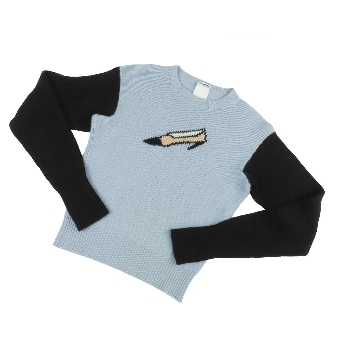Chanel Knit Blue Cashmere Heels Vintage 95A Top 42