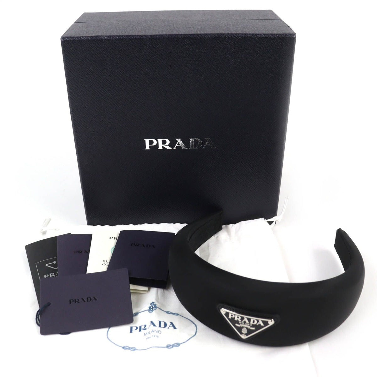Prada Triangle Logo Re-Nylon Headband Hair — view 2