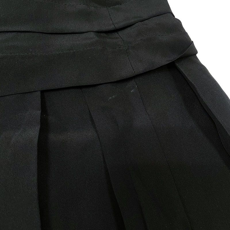 Chanel Pleated Skirt 34 P28626 Black Silk Knee Length