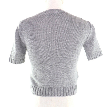 Prada Embroidered Logo Argyle Short Sleeve Knit Gray 36 Hat — view 3
