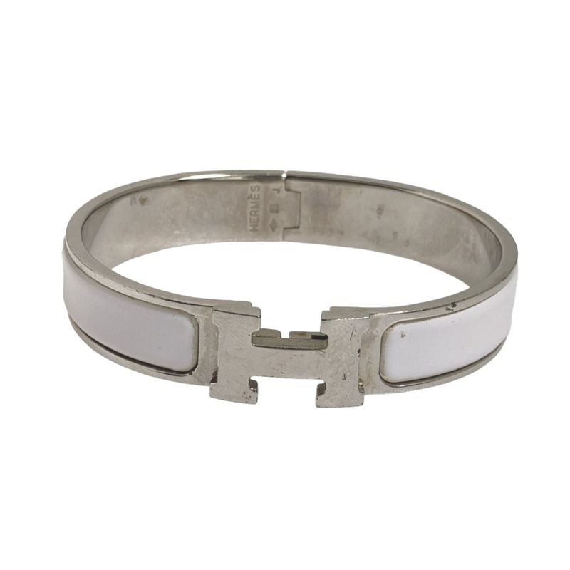 Hermes Bracelet Click Clack Bangle Hermes White And Silver