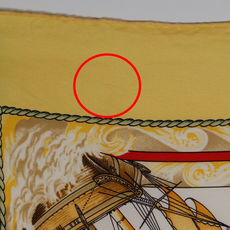 Hermes Carré 90 Vive Le Vent Windblown Silk Yellow Women's Scarf