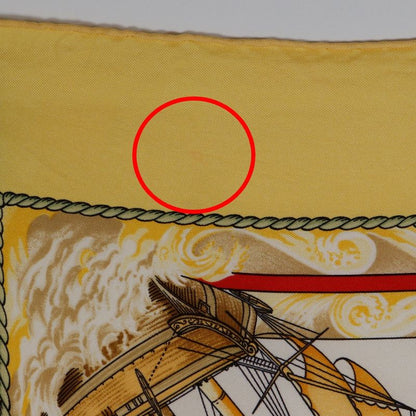 Hermes Carré 90 Vive Le Vent Windblown Silk Yellow Women's Scarf