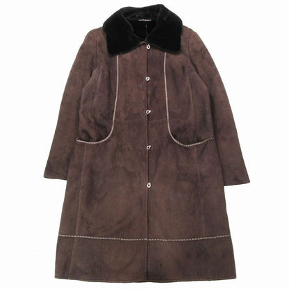Fendi Mouton Boa Long Coat Knee Length Brown Size 48 Men's Women's