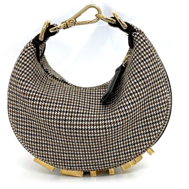 Fendi Handbag Nano Graffi Brown Staggered Pattern