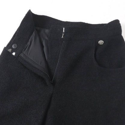 CHANEL P54700v30847 Wool Logo Plate Tweed Gaucho Pants Wide Pants Black 38 Made