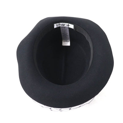 Christian DIOR 04dpn960g893 Logo Design With Tulle Lapin Felt Hat Black 57 Made