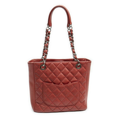 Chanel Petite Shopping Tote Red Matelasse Caviar Leather A