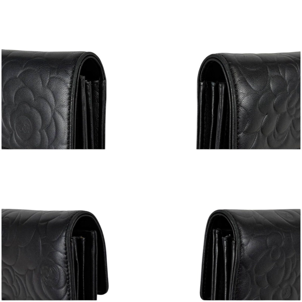 Chanel Camellia Long Wallet Bifold CC Logo Black — view 7
