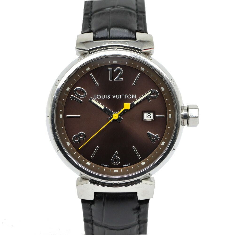 Louis Vuitton Tambour Date Brown SS Quartz Watch