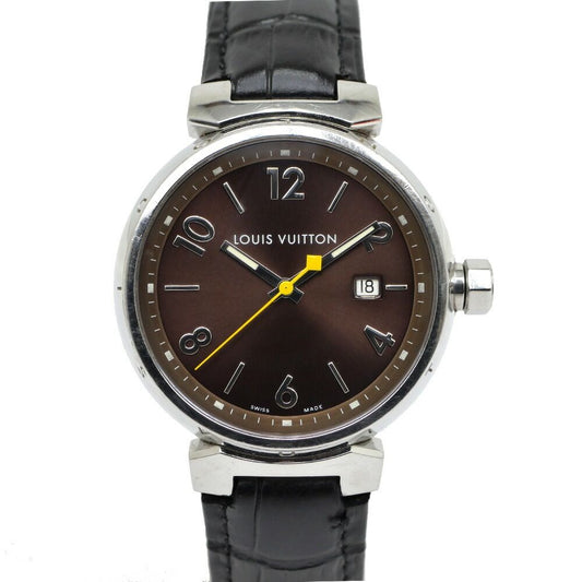 Louis Vuitton Tambour Date Brown SS Quartz Watch