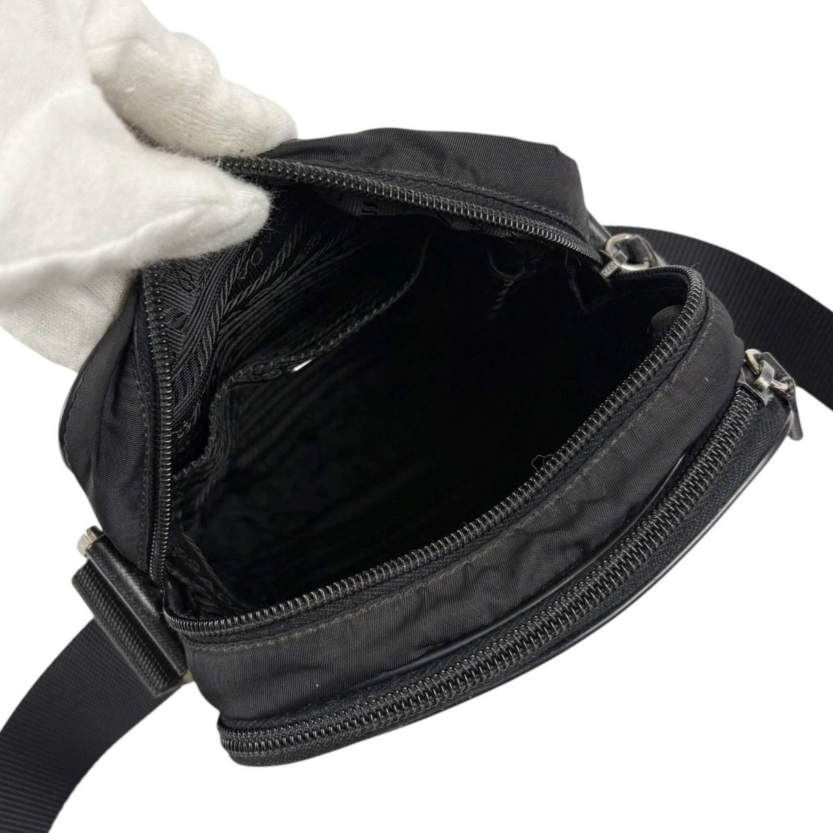Prada Triangle Logo Cross Tessuto Nylon Black Crossbody — view 11