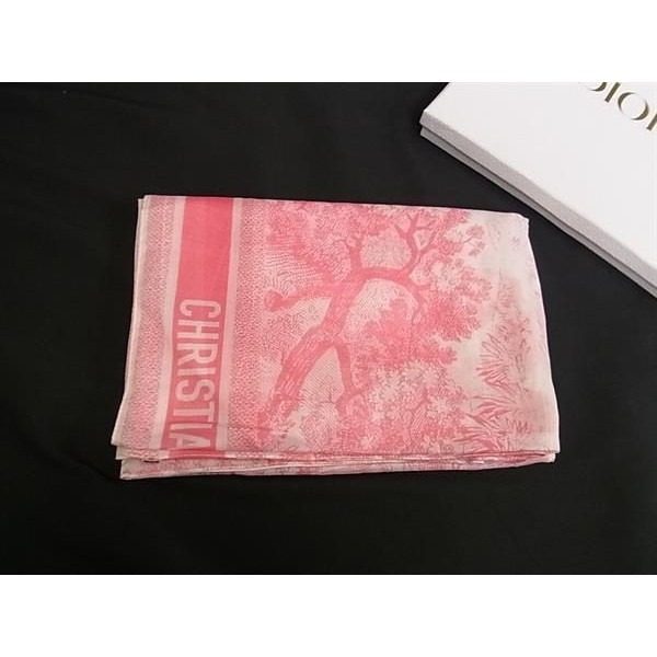 Dior Toile de Jouy Sauvage Cotton Pareo Scarf Shawl Pink