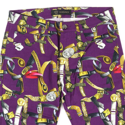 Versace Cotton Baroque Pattern Medusamochifu Color Denim Pants Purple Multicolor — view 3