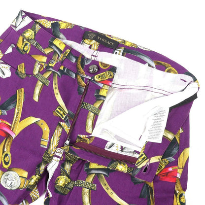 Versace Cotton Baroque Pattern Medusamochifu Color Denim Pants Purple Multicolor — view 5