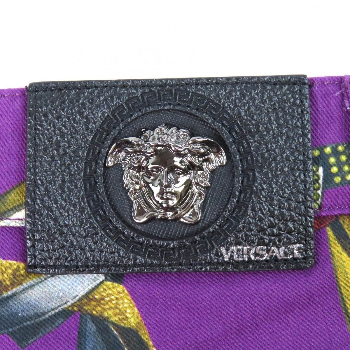 Versace Cotton Baroque Pattern Medusamochifu Color Denim Pants Purple Multicolor — view 8