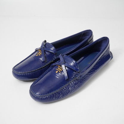 Prada Loafers 37.5 Enamel Ribbon Driving Shoes