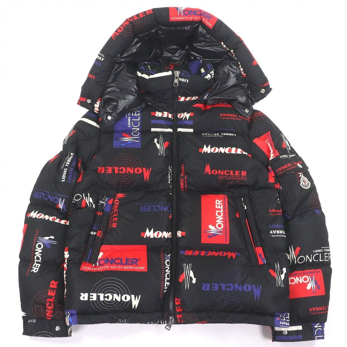 Bvlgari Moncler Wilson Giubbotto Logo All Over Pattern Patch Hooded Down Jacket