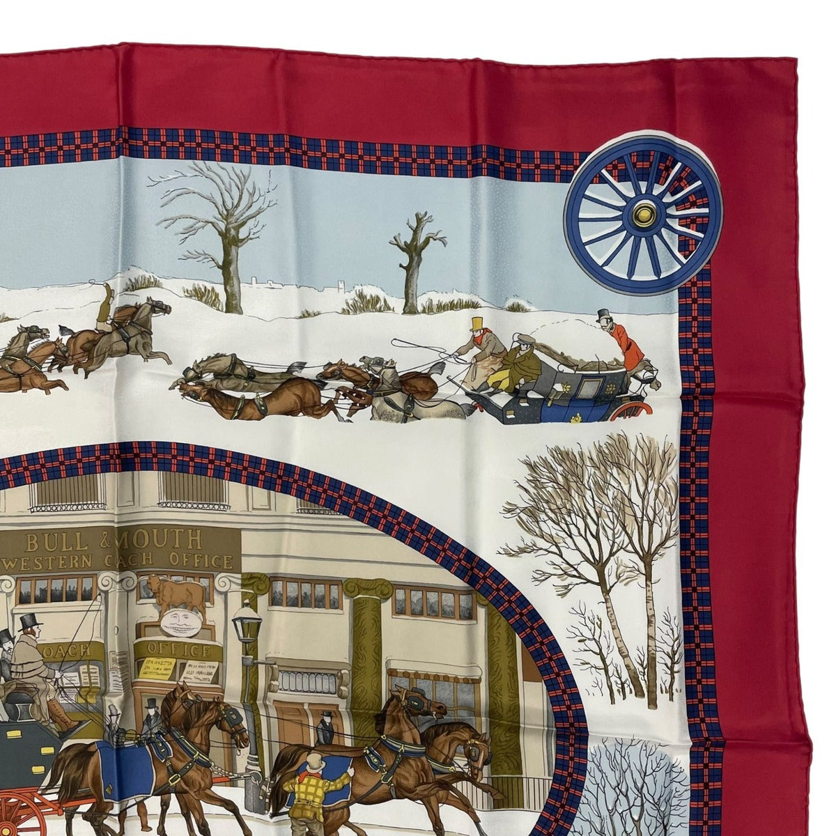 Hermes Scarf Silk Carre 90 Lhiver en Poste Winter Mail Red — view 3