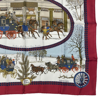 Hermes Scarf Silk Carre 90 Lhiver en Poste Winter Mail Red — view 5