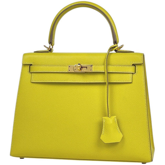 Hermes Kelly 25 Sellier 2-Way Shoulder Bag Veau Epsom Lime